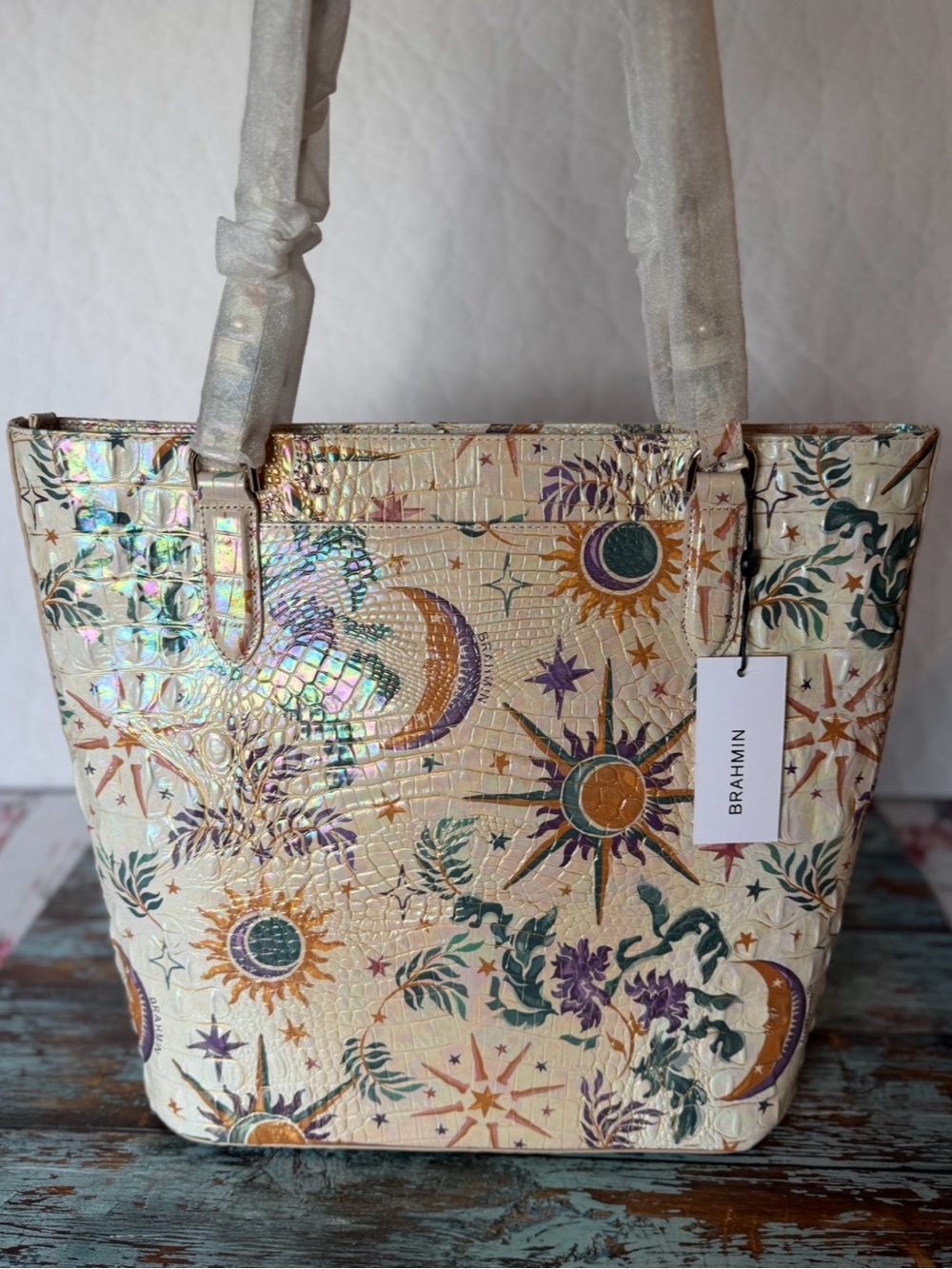 BRAHMIN EZRA VITALITY NWT MOON SUN STARS TOTE WRAPPED STRAPS NEW - Picture 6 of 15